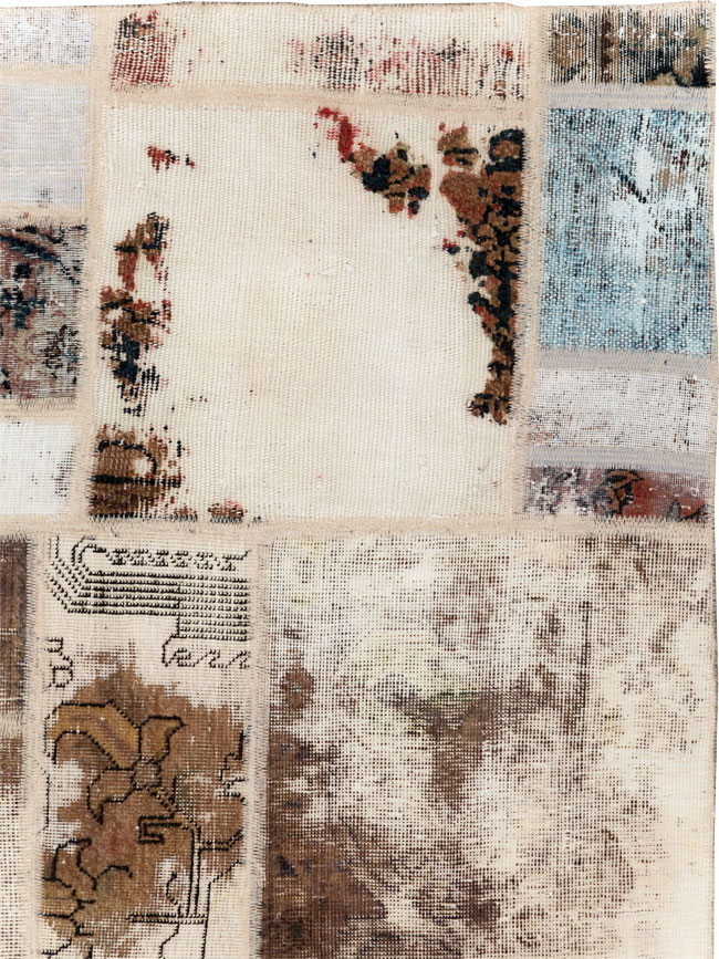 Distressed Vintage Persian Patchwork Accent Rug, No.25237 - Staging