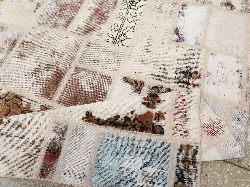 Distressed Vintage Persian Patchwork Accent Rug, No.25237 - Staging