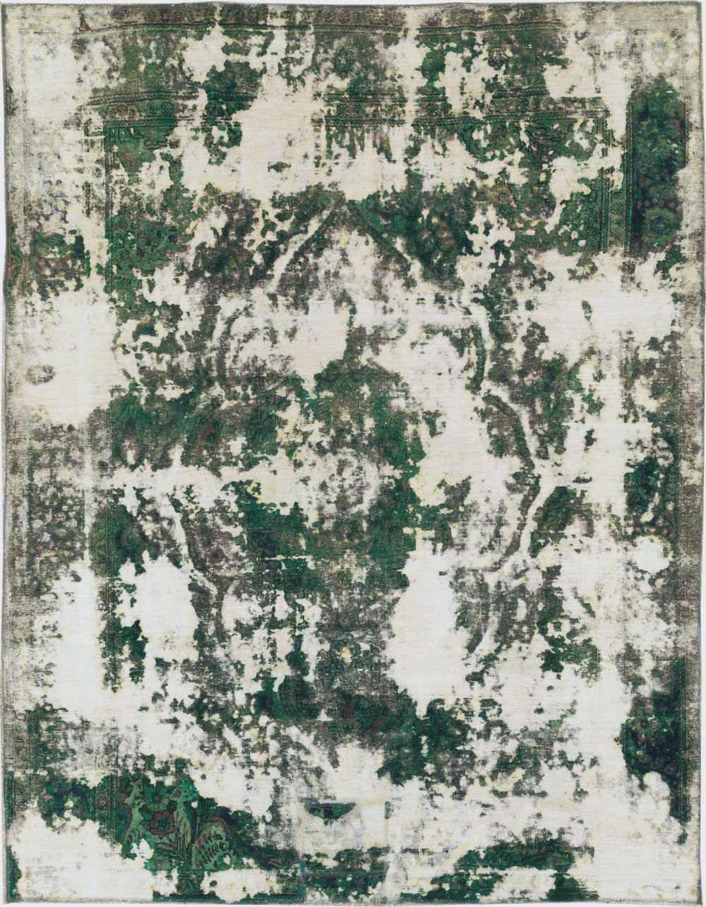 Antique Distressed Persian Tabriz Rug, No.25238 - Staging