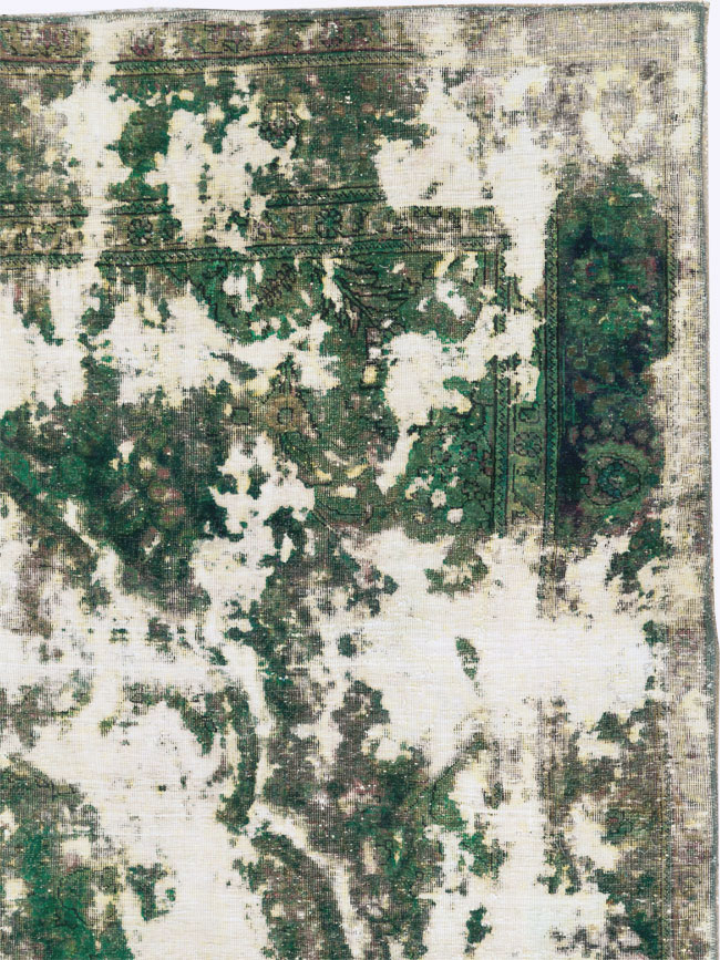 Antique Distressed Persian Tabriz Rug, No.25238 - Staging