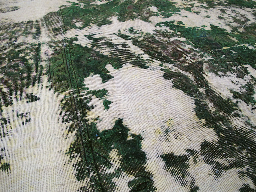 Antique Distressed Persian Tabriz Rug, No.25238 - Staging