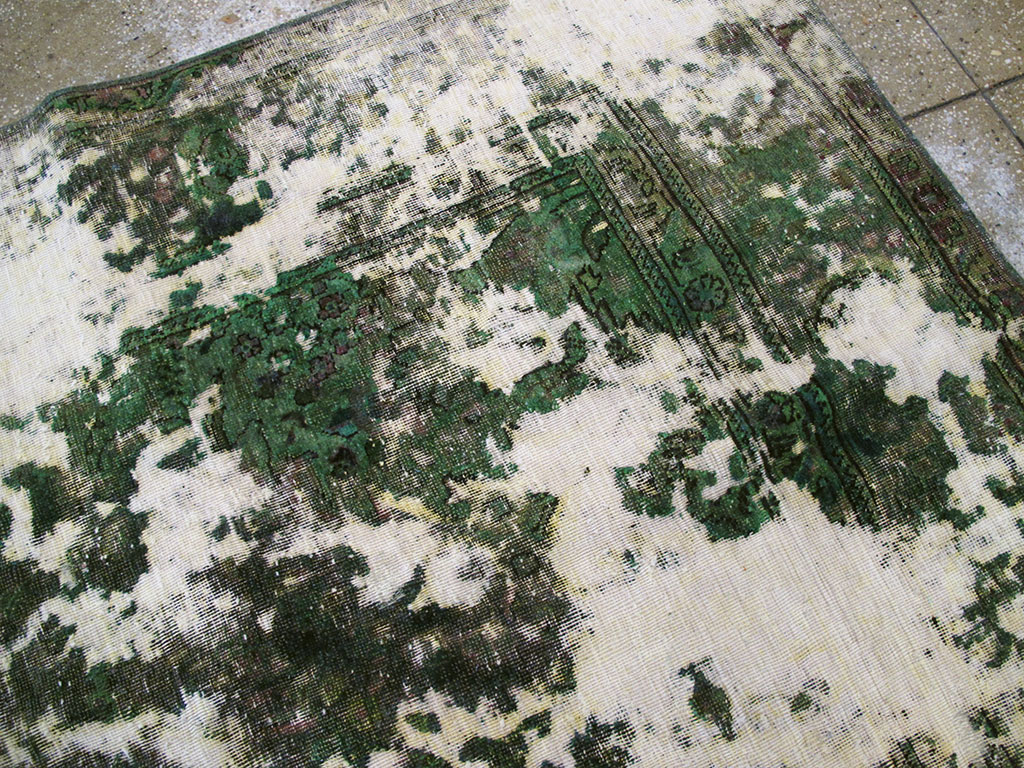 Antique Distressed Persian Tabriz Rug, No.25238 - Staging