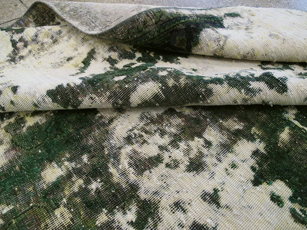 Antique Distressed Persian Tabriz Rug, No.25238 - Staging