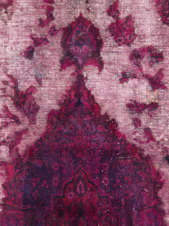 Overdyed and Distressed Vintage Persian Tabriz Accent Carpet, No.25239 - Staging