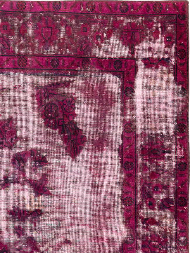 Overdyed and Distressed Vintage Persian Tabriz Accent Carpet, No.25239 - Staging