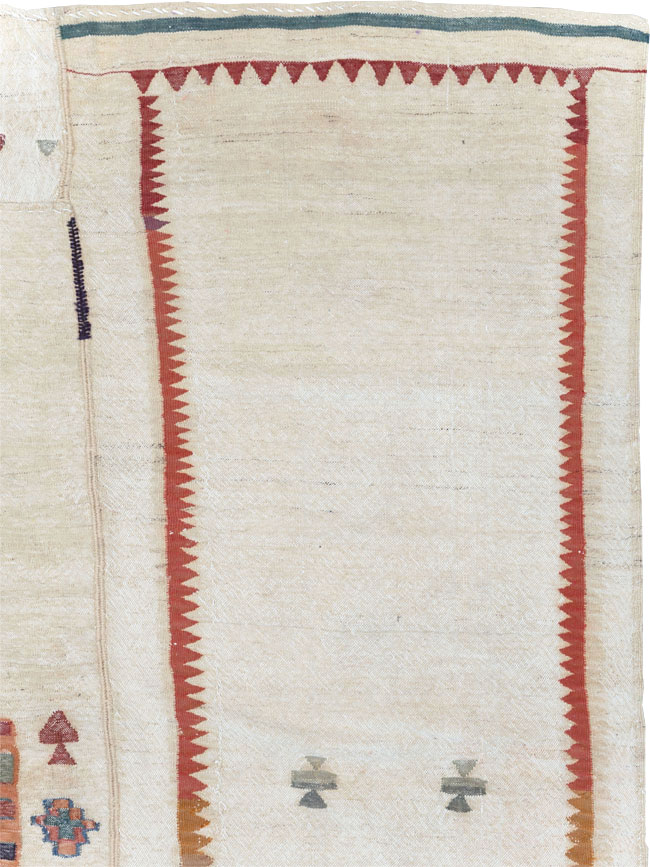 Vintage Persian Flatweave Kilim Small Square Room Size Carpet, No.25245 - Staging