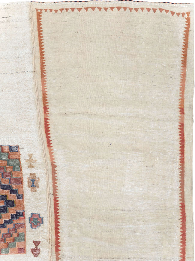 Vintage Persian Flatweave Kilim Small Square Room Size Carpet, No.25245 - Staging