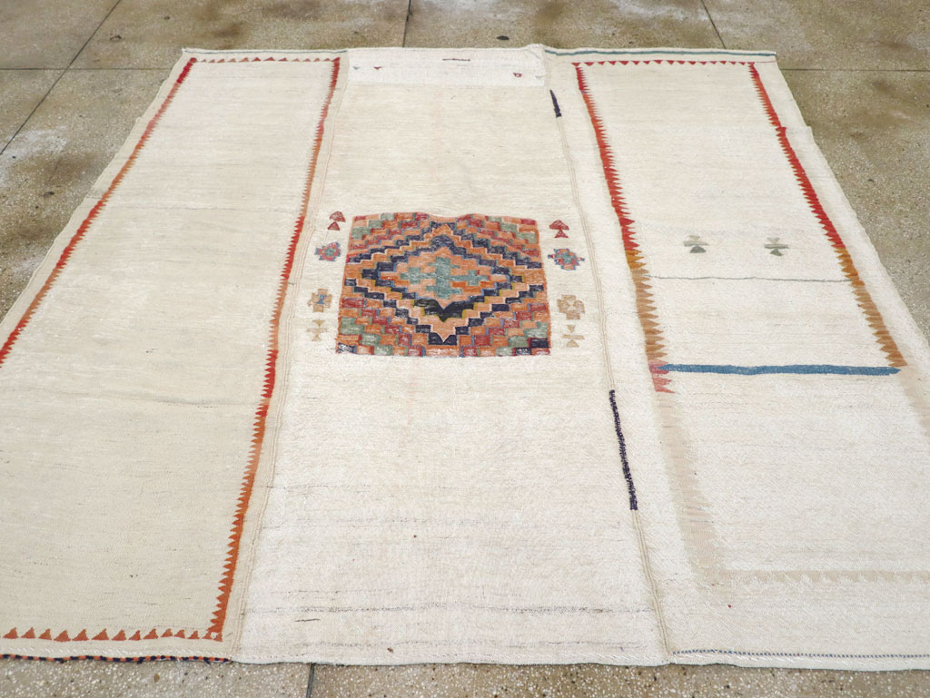 Vintage Persian Flatweave Kilim Small Square Room Size Carpet, No.25245 - Staging
