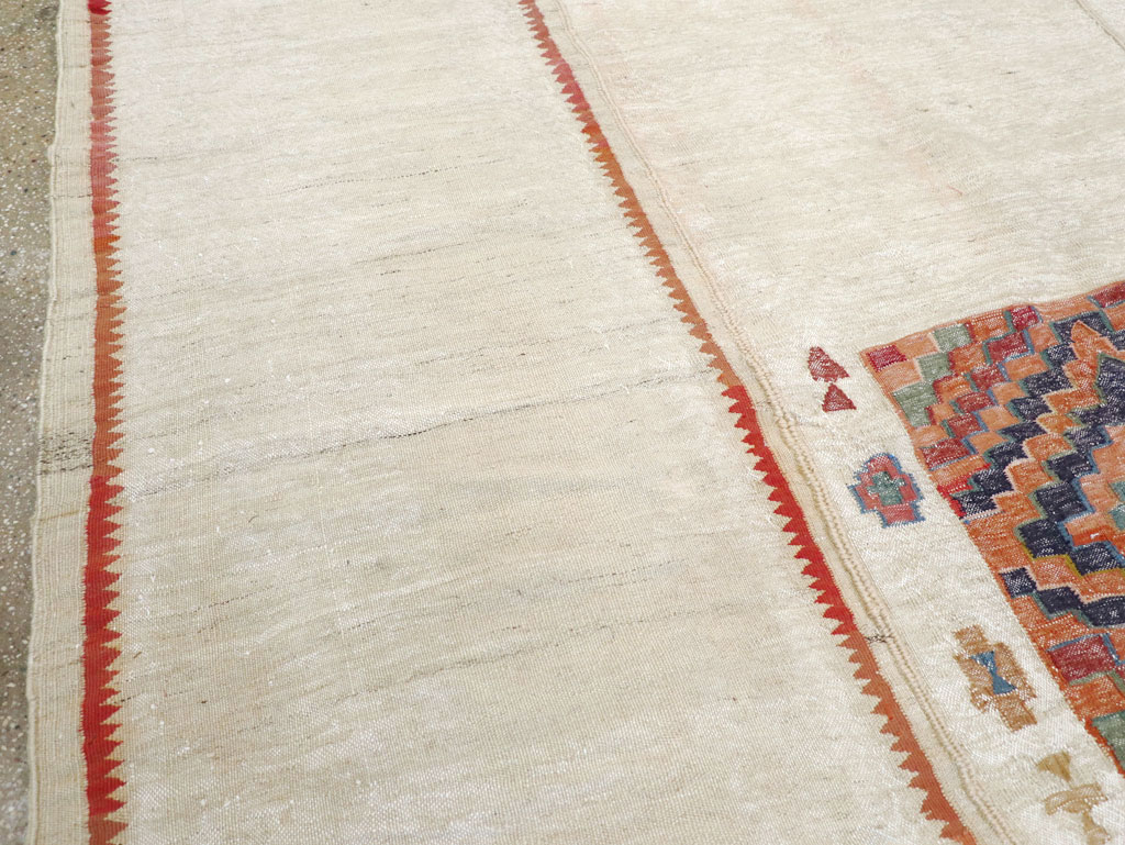 Vintage Persian Flatweave Kilim Small Square Room Size Carpet, No.25245 - Staging