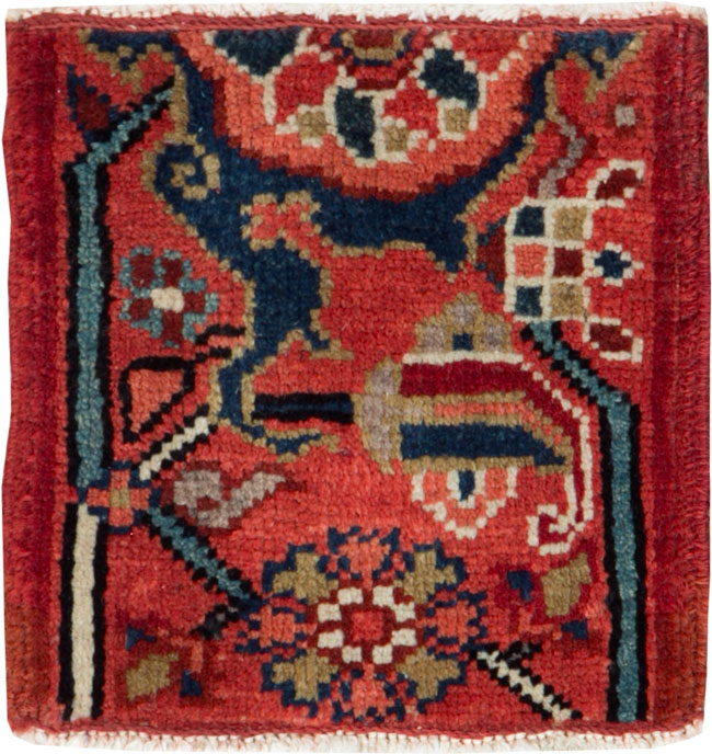 Vintage Persian Heriz Square Throw Rug, No.25250 - Staging