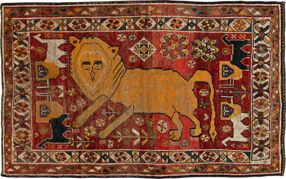 Antique Persian Gabbeh Pictorial Rug, No.25257 - Staging