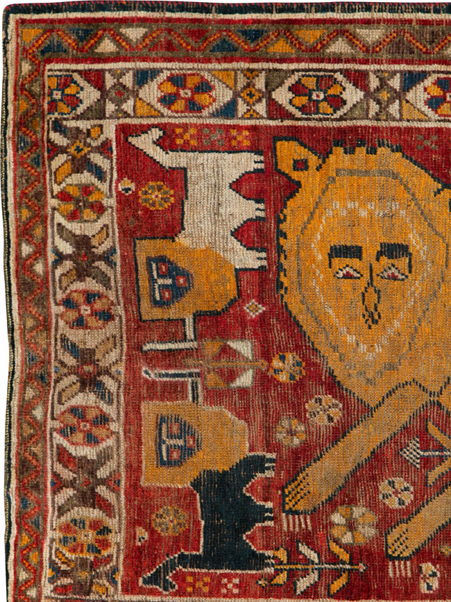 Antique Persian Gabbeh Pictorial Rug, No.25257 - Staging