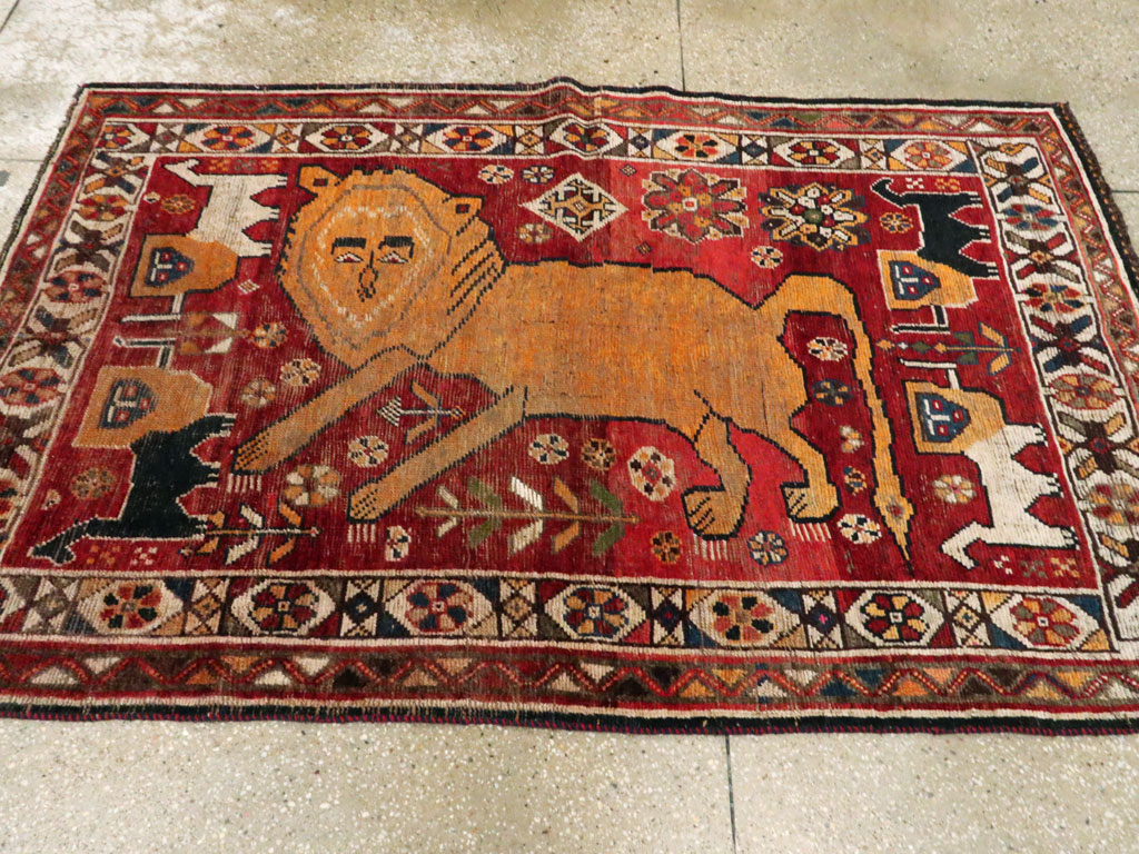 Antique Persian Gabbeh Pictorial Rug, No.25257 - Staging