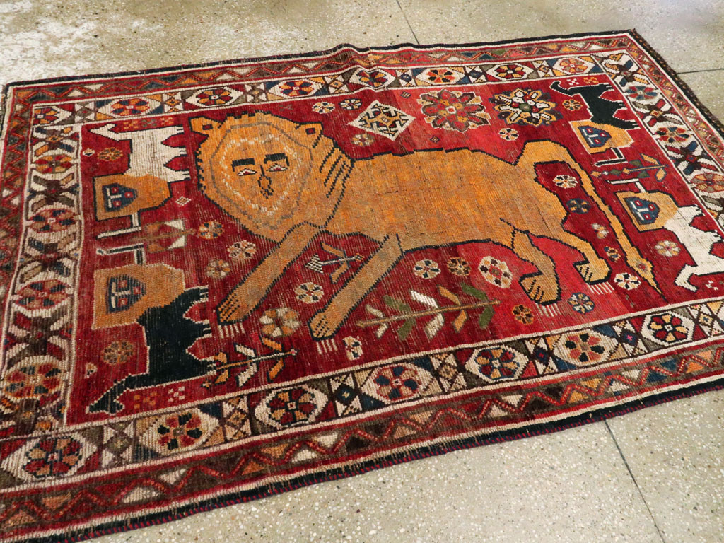 Antique Persian Gabbeh Pictorial Rug, No.25257 - Staging