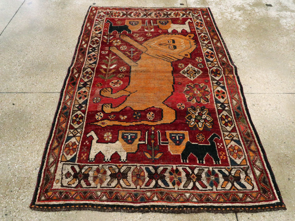 Antique Persian Gabbeh Pictorial Rug, No.25257 - Staging