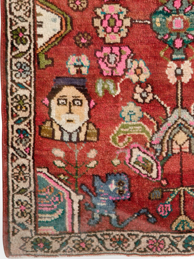 Vintage Hamadan Pictorial Rug, No.25260 - Staging