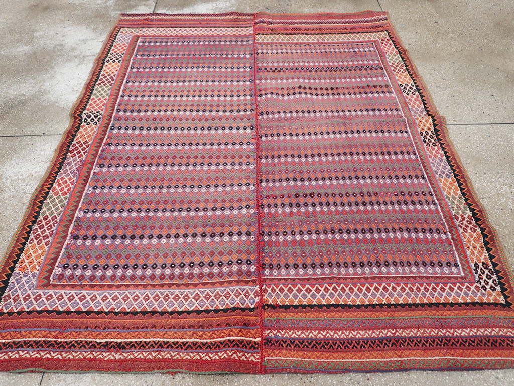 Vintage Persian Flatweave Kilim Accent Rug, No.25273 - Staging