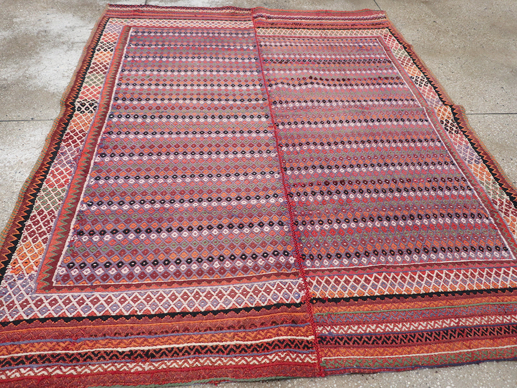 Vintage Persian Flatweave Kilim Accent Rug, No.25273 - Staging