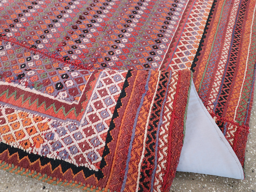 Vintage Persian Flatweave Kilim Accent Rug, No.25273 - Staging