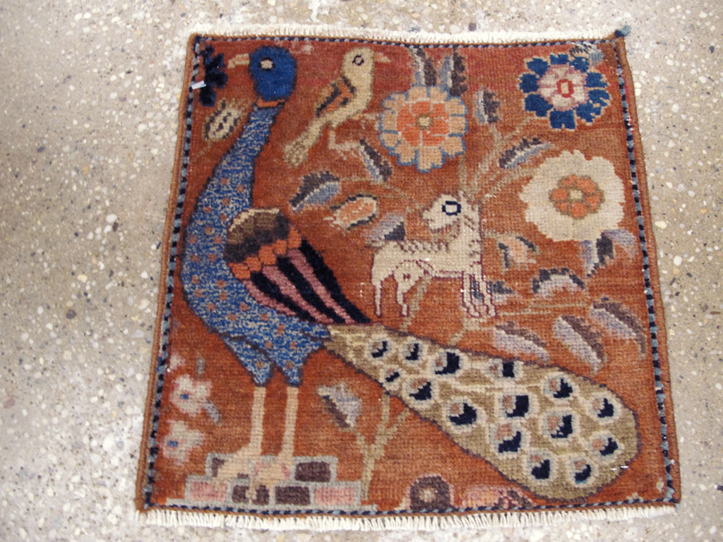 Vintage Persian Mahal Pictorial Rug (Pair: 1 of 2), No.25283 - Staging