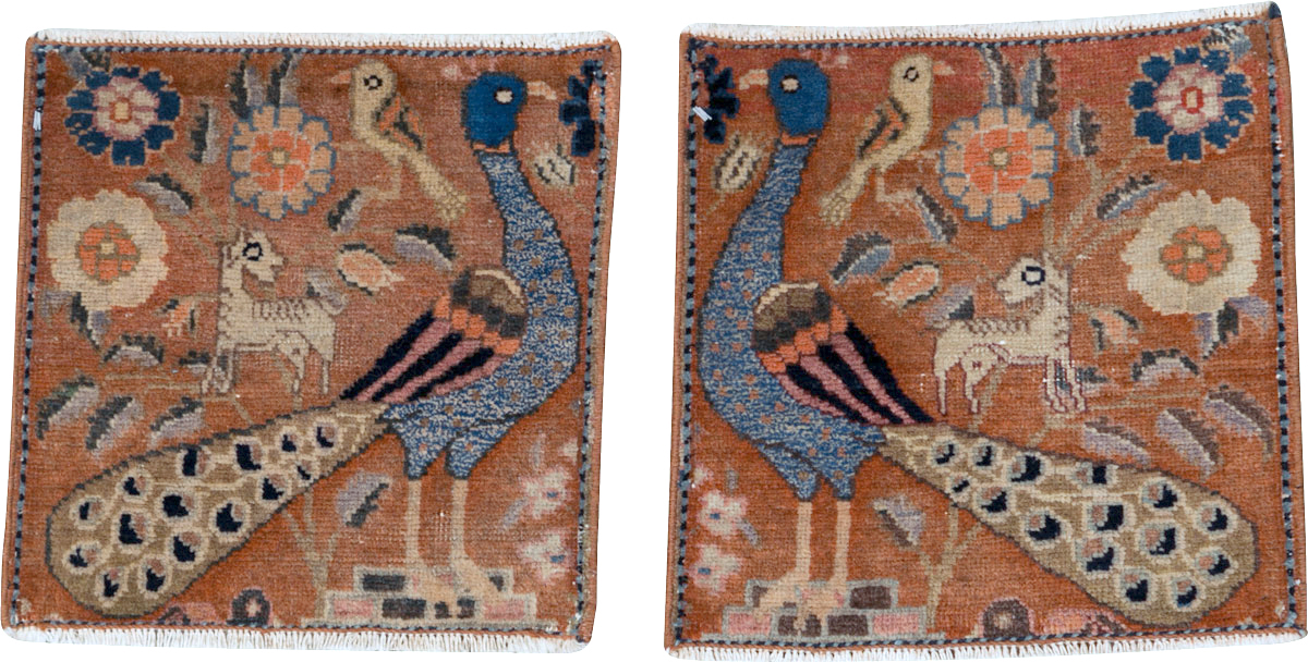 Vintage Persian Mahal Pictorial Rug (Pair: 1 of 2), No.25283 - Staging