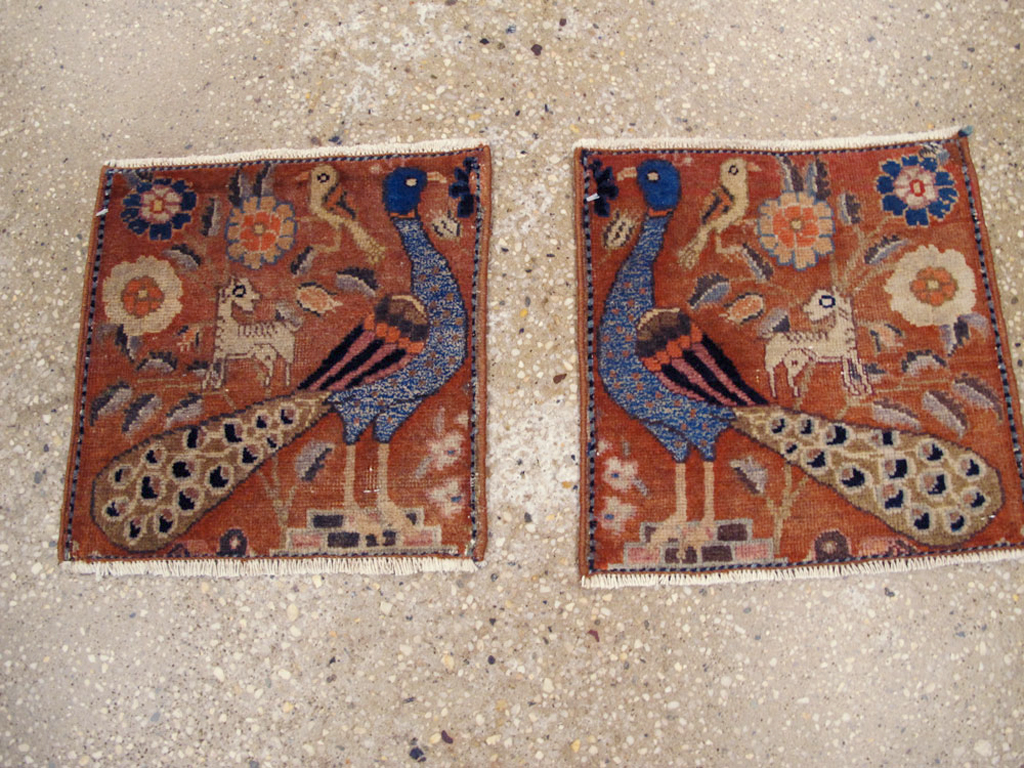 Vintage Persian Mahal Pictorial Rug (Pair: 1 of 2), No.25283 - Staging