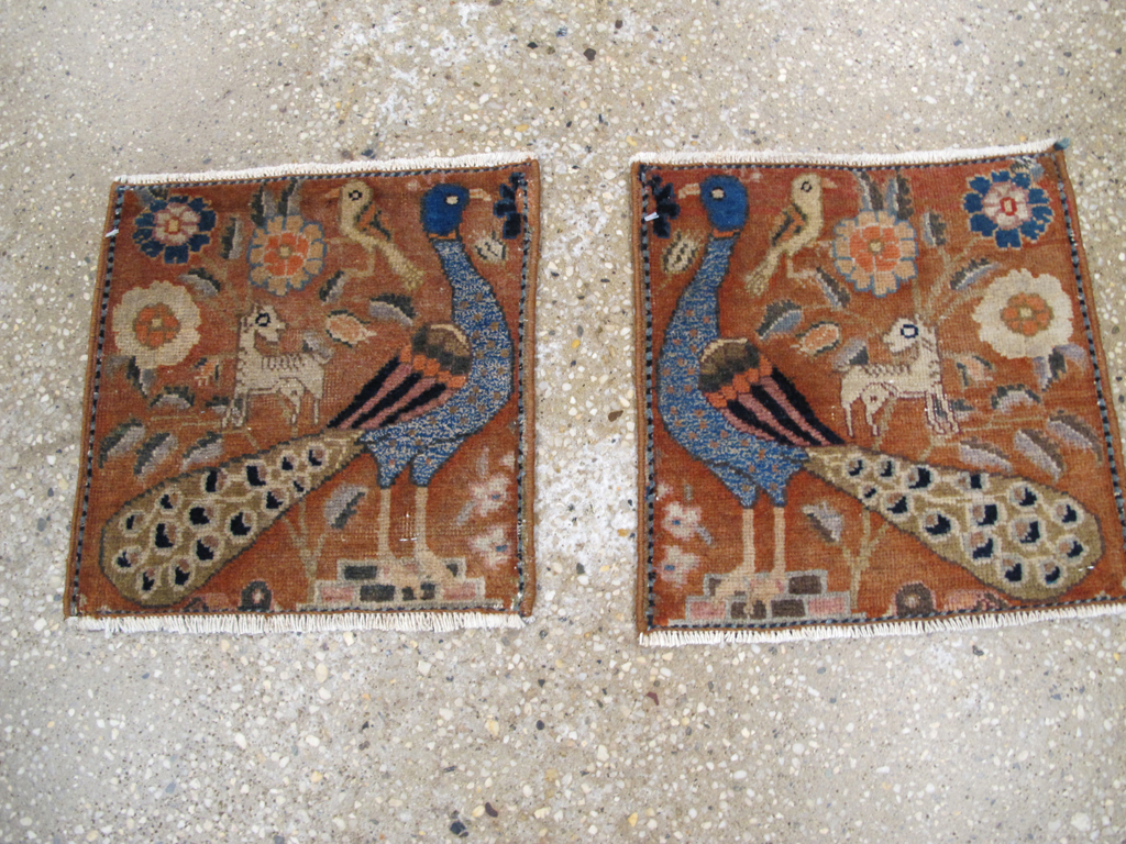 Vintage Persian Pictorial Tabriz Rug (Pair: 2 of 2), No.25284 - Staging