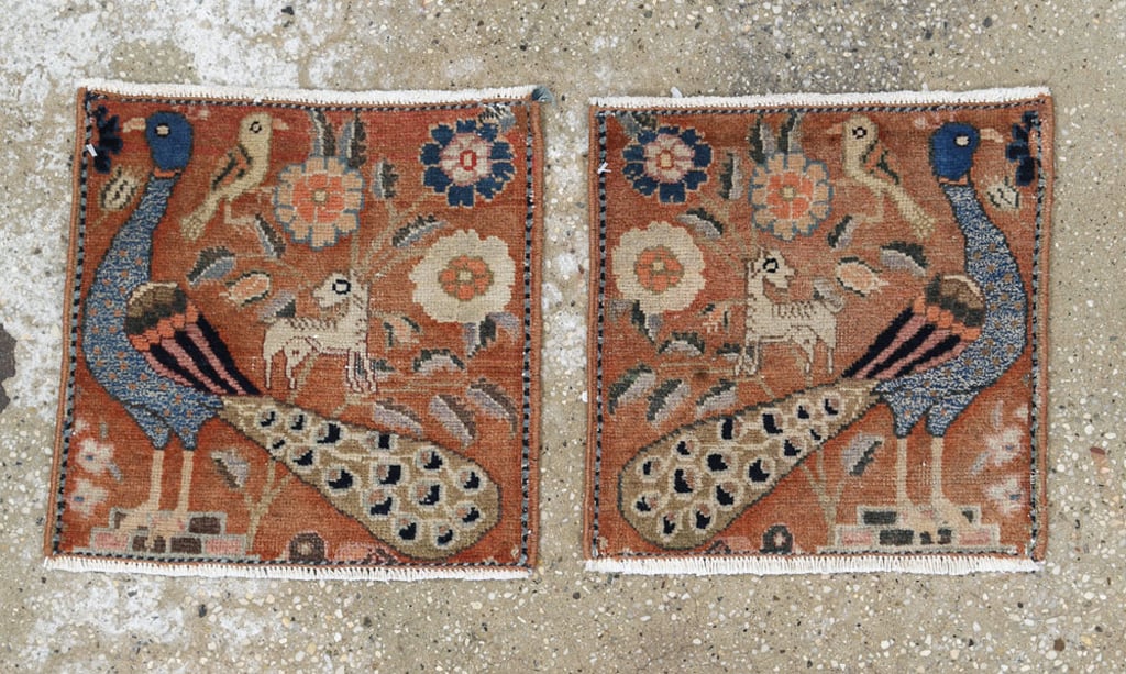 Vintage Persian Pictorial Tabriz Rug (Pair: 2 of 2), No.25284 - Staging