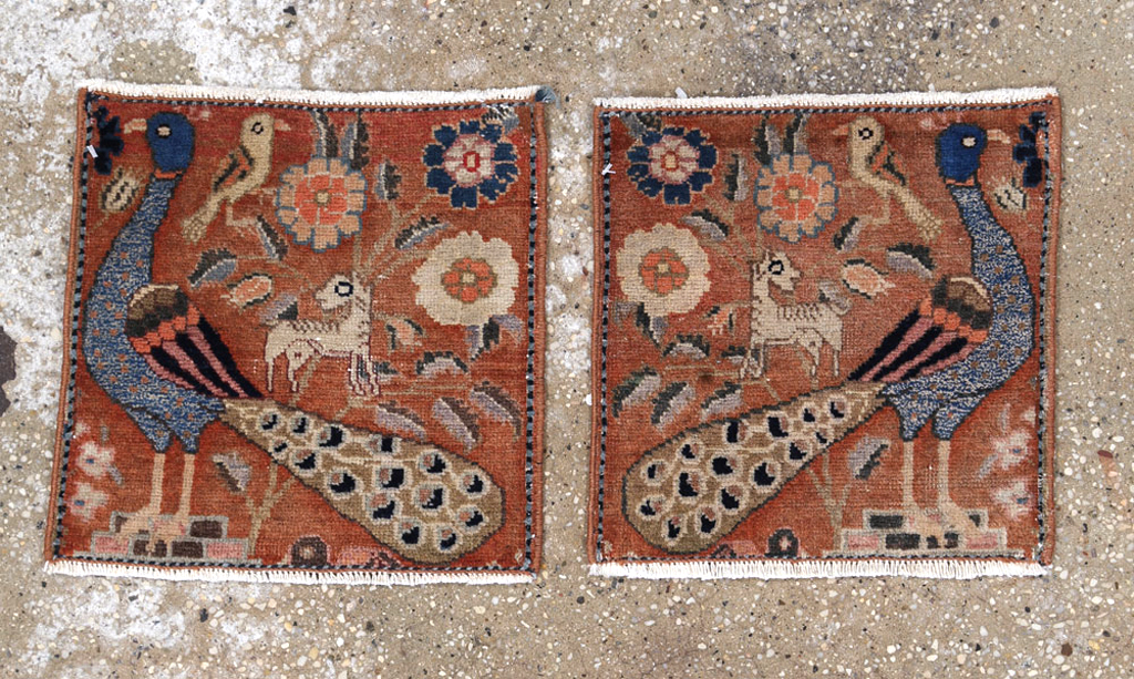 Vintage Persian Pictorial Tabriz Rug (Pair: 2 of 2), No.25284 - Staging