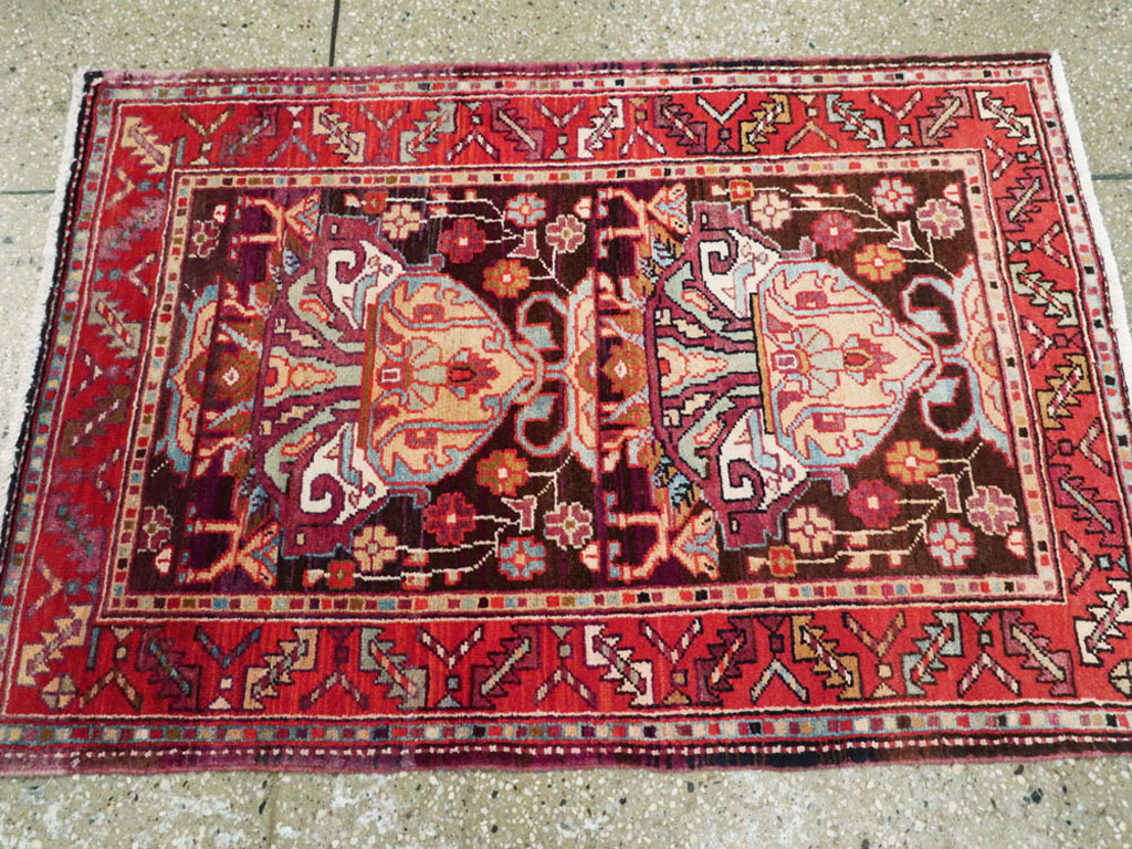 Vintage Persian Hamadan Rug, No.25295 - Staging
