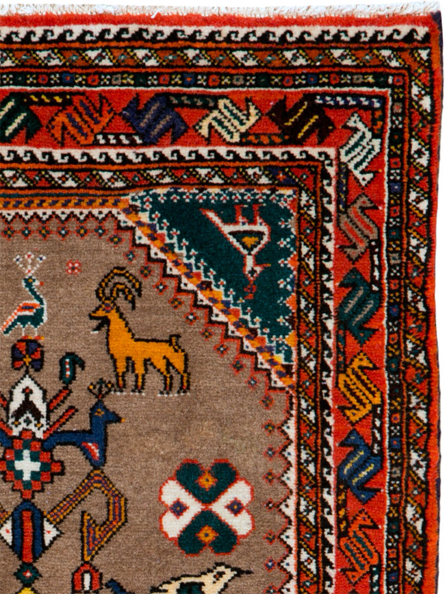 Vintage Persian Shiraz Pictorial Rug, No.25297 - Staging
