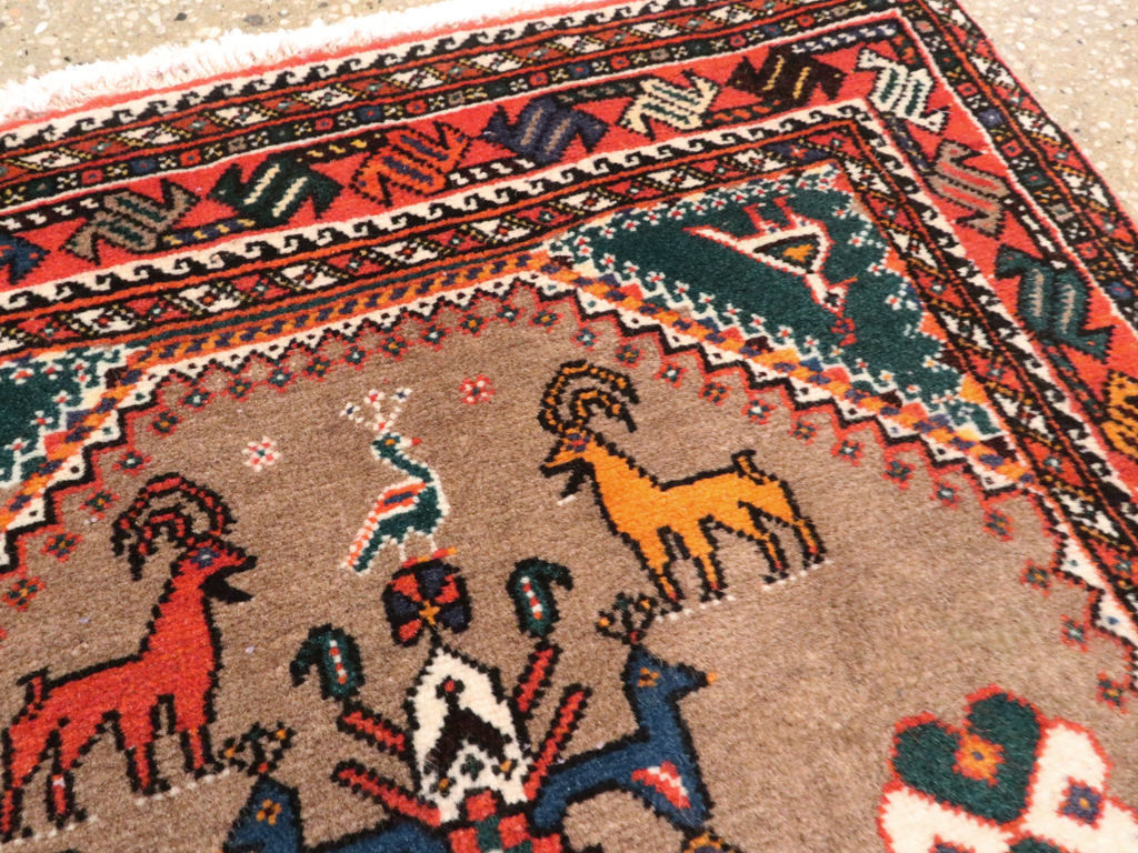 Vintage Persian Shiraz Pictorial Rug, No.25297 - Staging