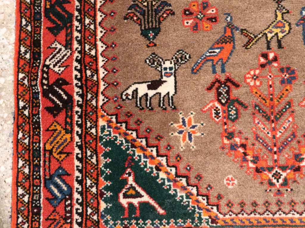 Vintage Persian Shiraz Pictorial Rug, No.25297 - Staging