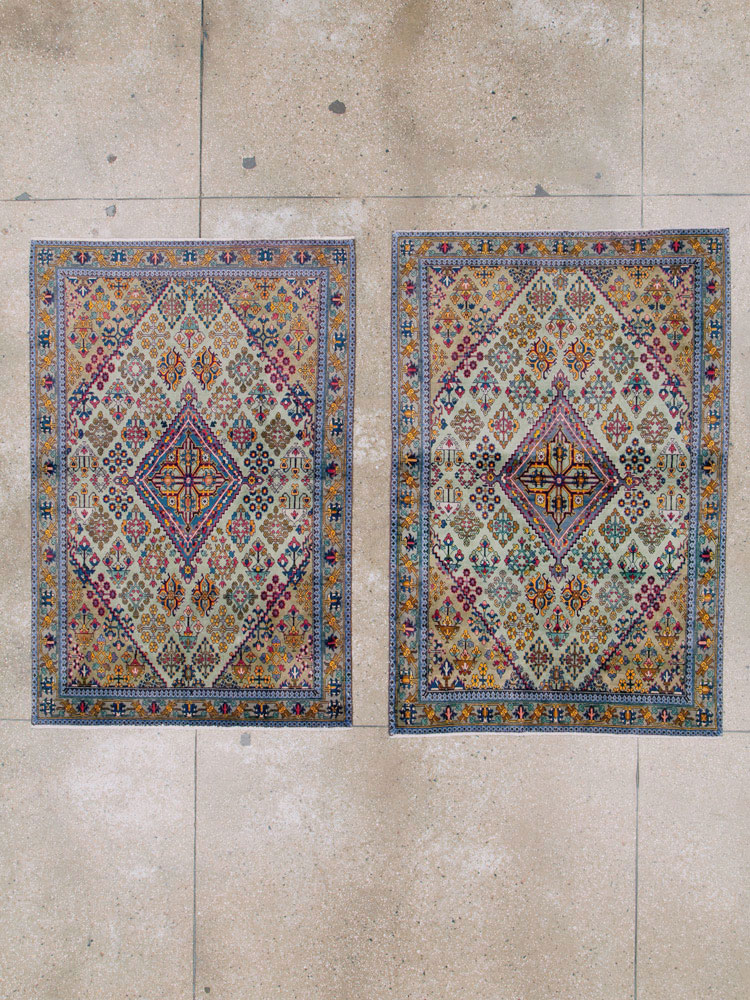 Vintage Persian Joshegan Rug (Pair: 1 of 2), No.25299 - Staging