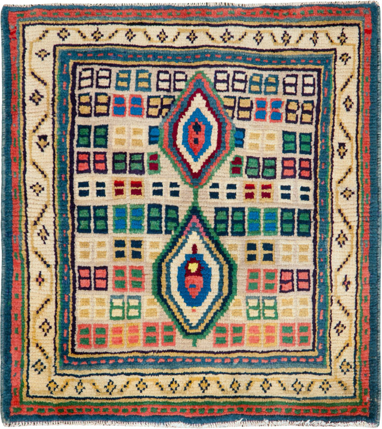 Vintage Persian Gabbeh Rug, No.25322 - Staging