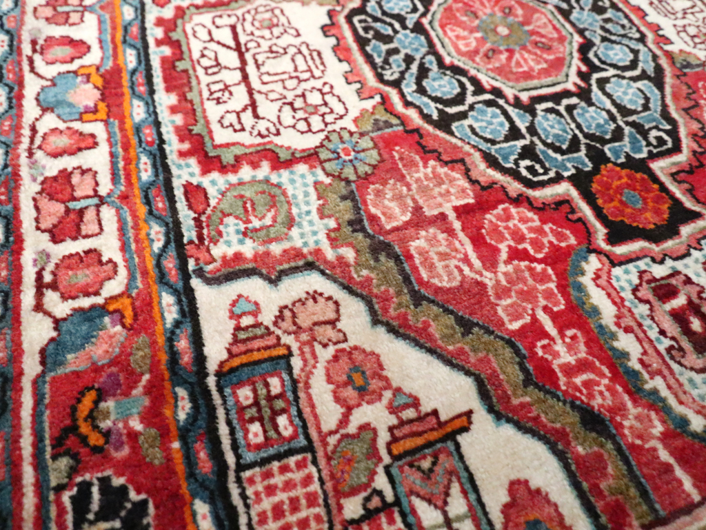 Vintage Persian Sarouk Throw Rug, No.25324 - Staging