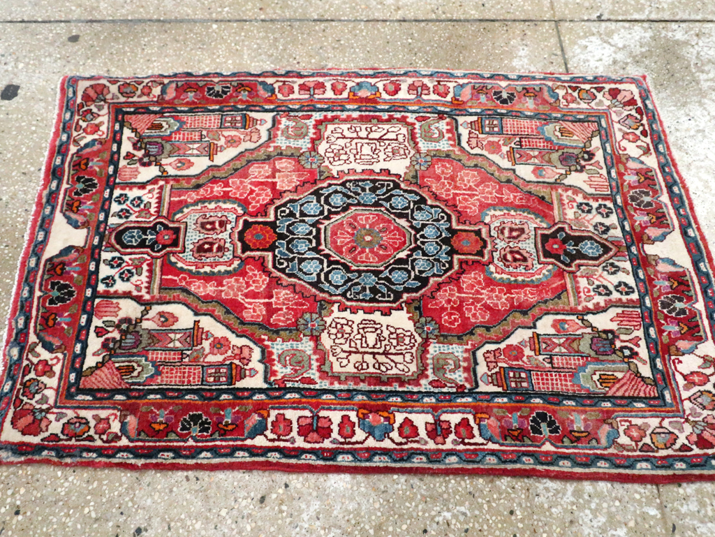 Vintage Persian Sarouk Throw Rug, No.25324 - Staging