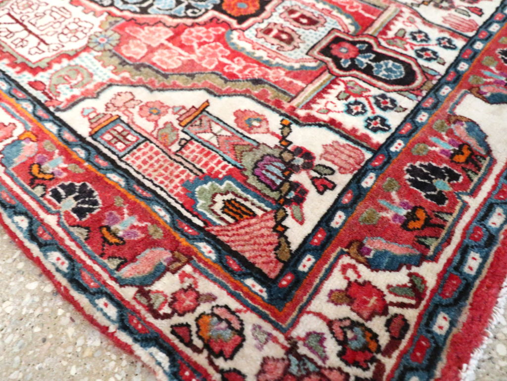 Vintage Persian Sarouk Throw Rug, No.25324 - Staging