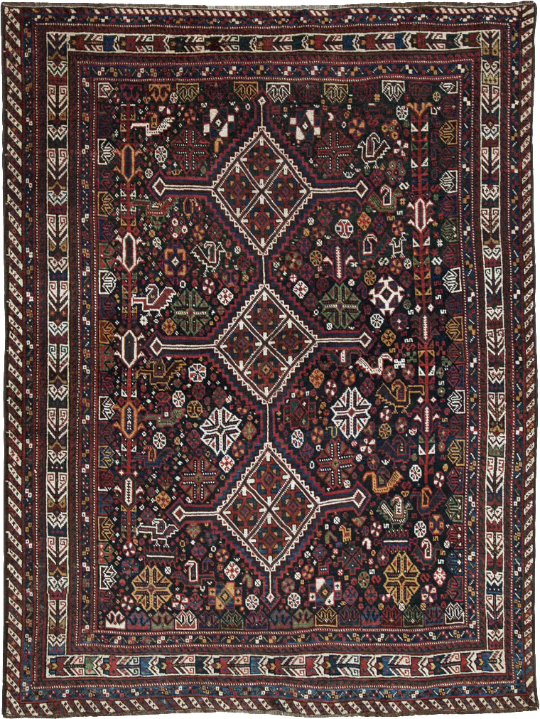 Vintage Persian Afshar Rug, No.25345 - Staging