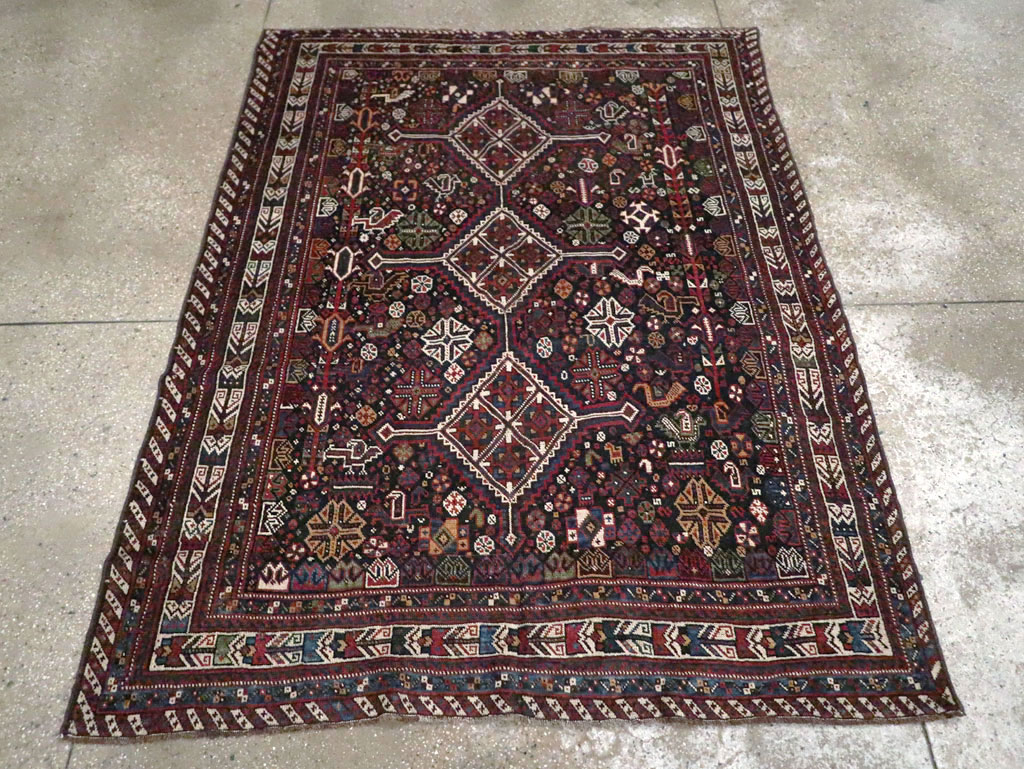 Vintage Persian Afshar Rug, No.25345 - Staging