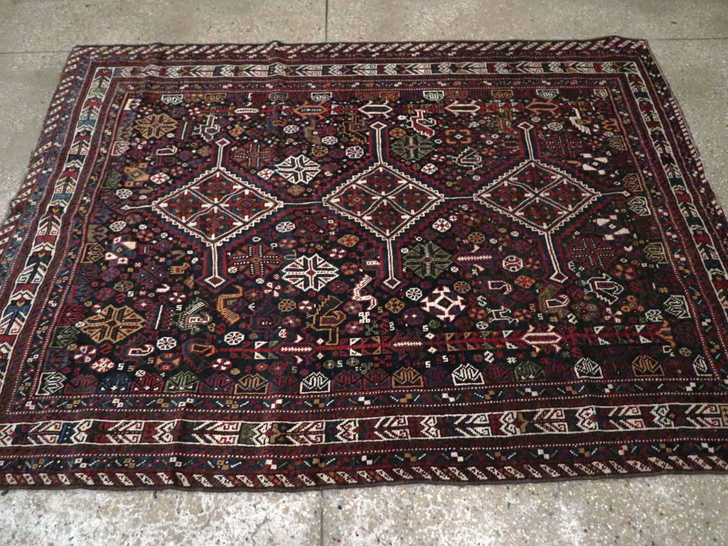 Vintage Persian Afshar Rug, No.25345 - Staging