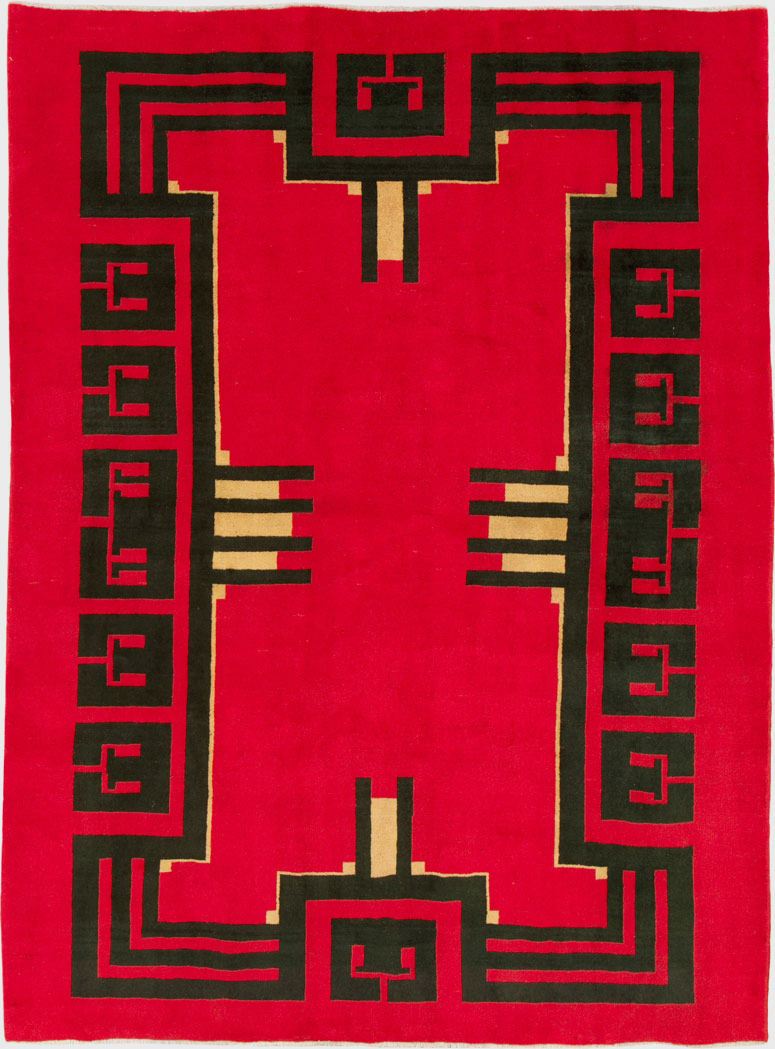 Vintage Persian Mashad Art Deco Rug Inspired By Edward McKnight Kauffer, No.25350 - Staging