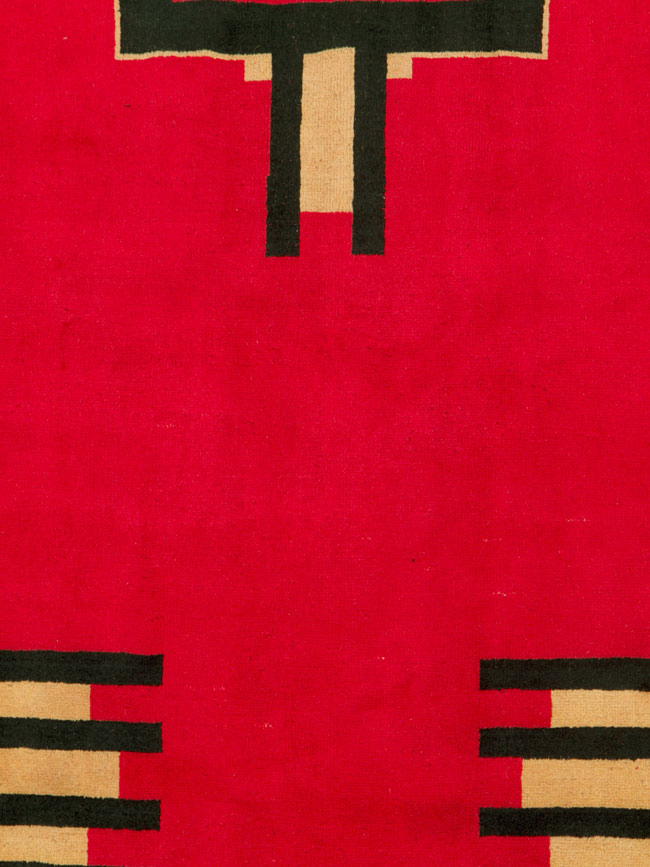 Vintage Persian Mashad Art Deco Rug Inspired By Edward McKnight Kauffer, No.25350 - Staging