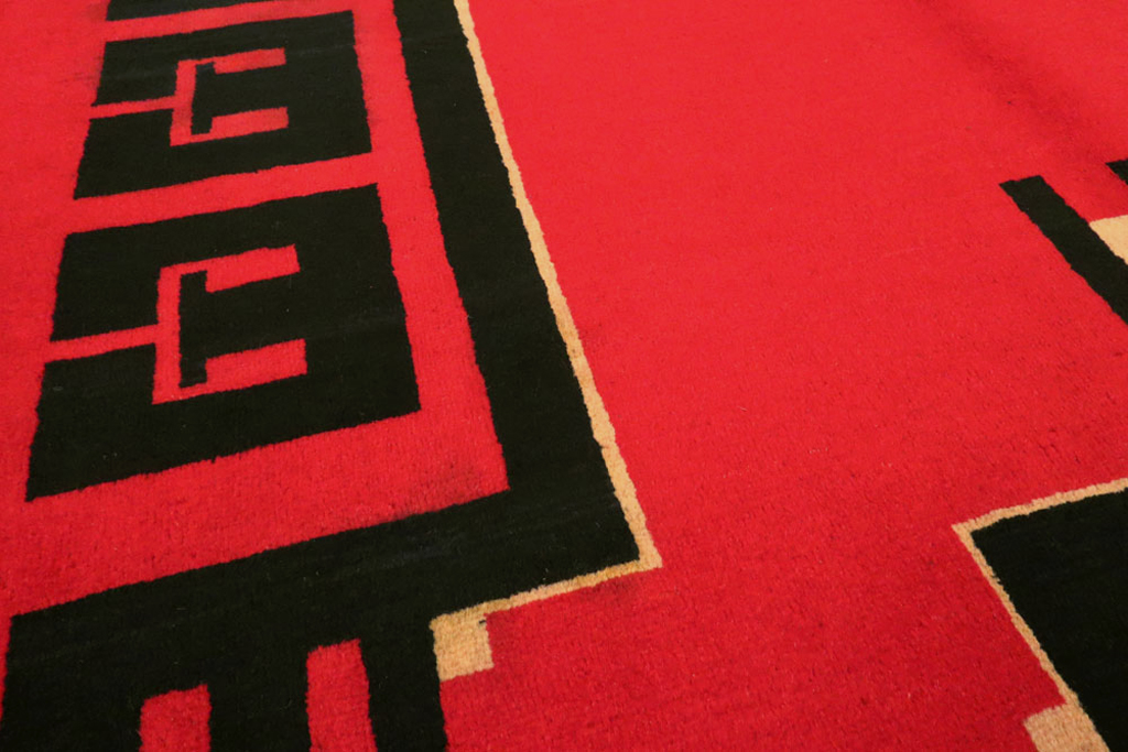 Vintage Persian Mashad Art Deco Rug Inspired By Edward McKnight Kauffer, No.25350 - Staging