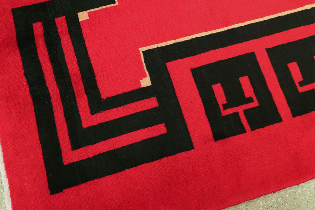 Vintage Persian Mashad Art Deco Rug Inspired By Edward McKnight Kauffer, No.25350 - Staging