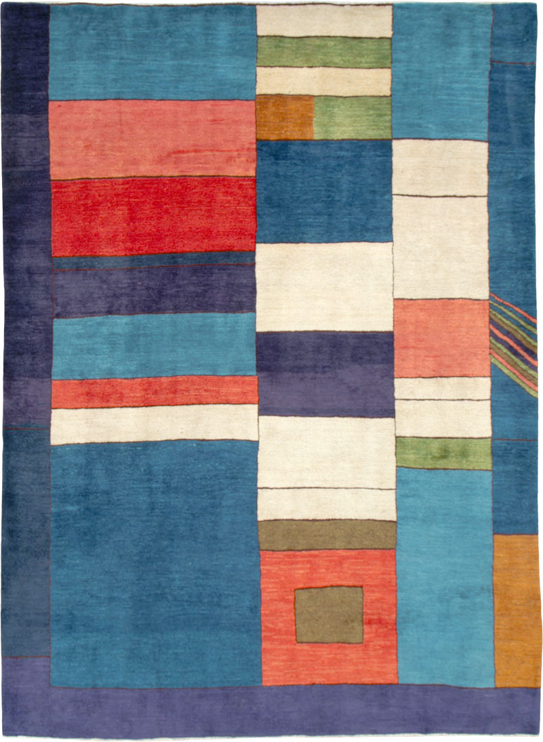 Vintage Persian Mahal Art Deco Carpet Inspired By Edward McKnight Kauffer, No.25353 - Staging