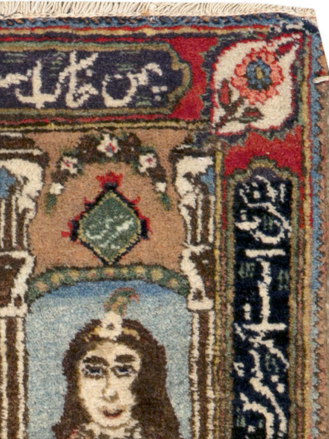 Vintage Persian Tabriz Pictorial Rug, No.25358 - Staging