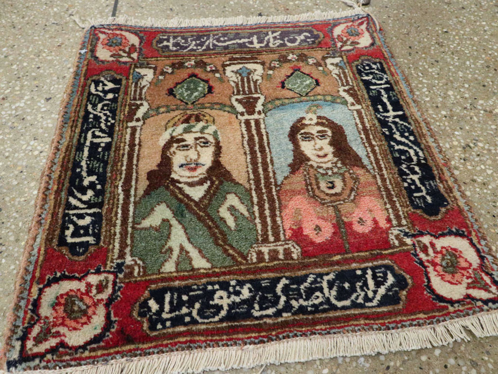 Vintage Persian Tabriz Pictorial Rug, No.25358 - Staging