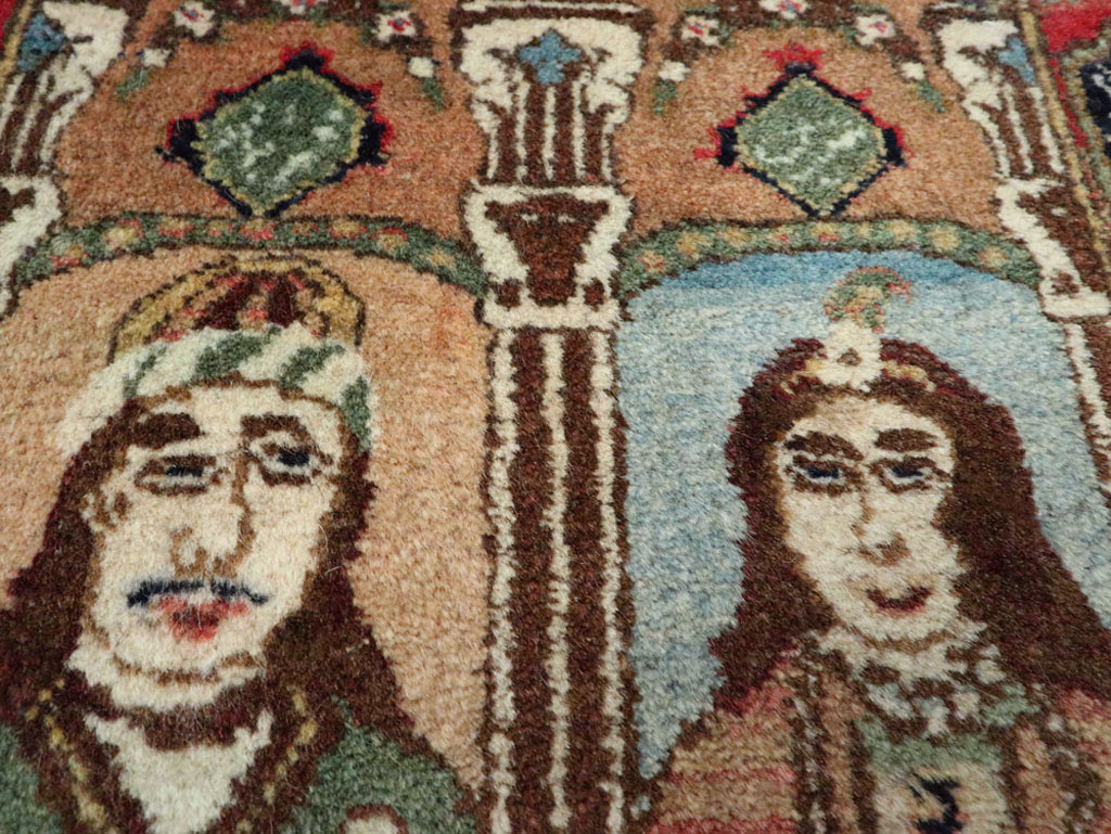 Vintage Persian Tabriz Pictorial Rug, No.25358 - Staging