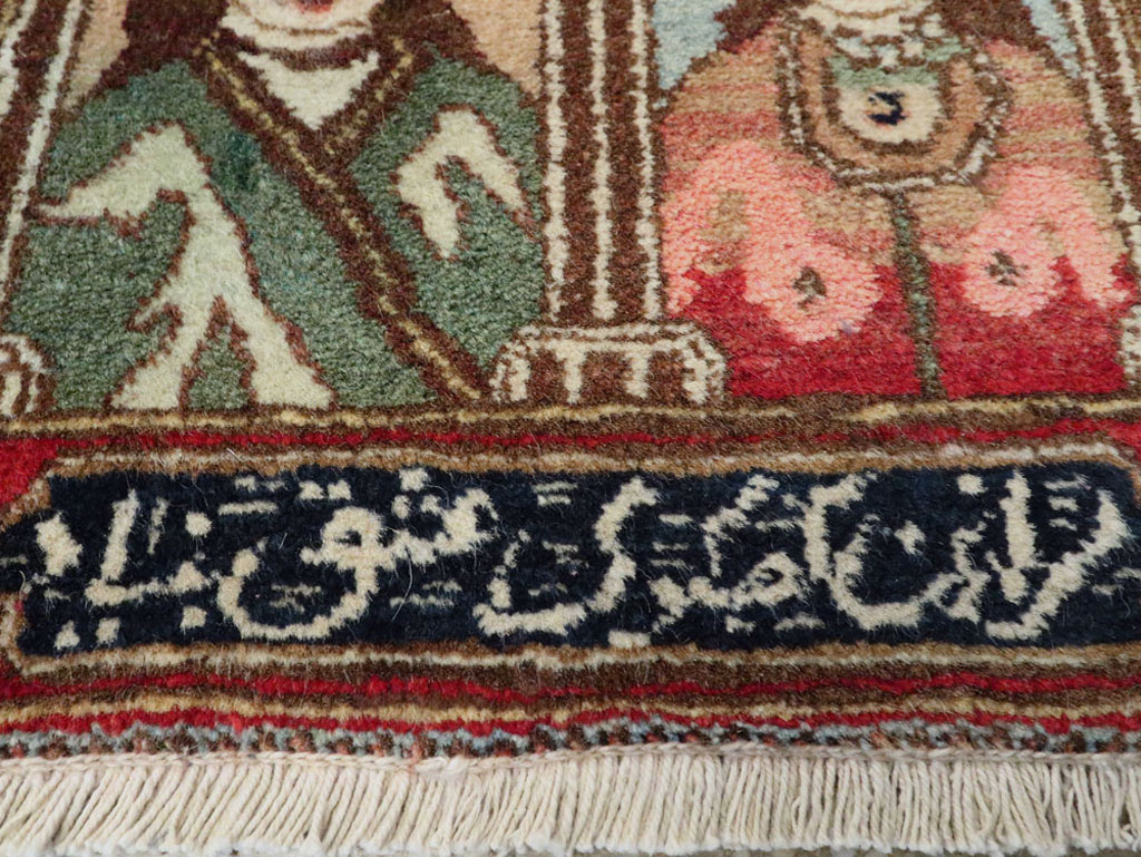 Vintage Persian Tabriz Pictorial Rug, No.25358 - Staging